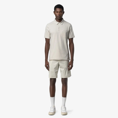 Polo uomo K-Way Vanoine beige slim fit in cotone stretch manica corta