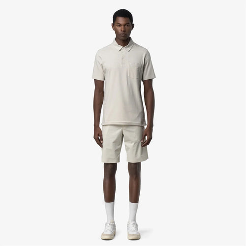 Polo uomo K-Way Vanoine beige slim fit in cotone stretch manica corta
