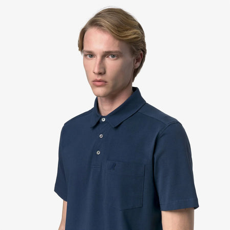 K-Way Polo uomo Vanoine in cotone stretch blu navy K7151CW B67