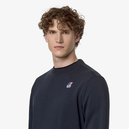 K-WAY felpa uomo Maglione in Cotone Fleece Leggero Unisex Blu per Uso Urbano Le vrai auguste poly cotton