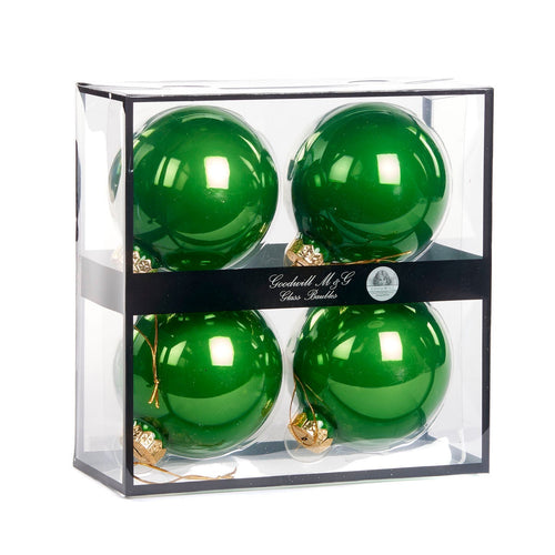 Pallina in vetro color verde per albero di Natale da Ø 10 cm, set da 4 pezzi