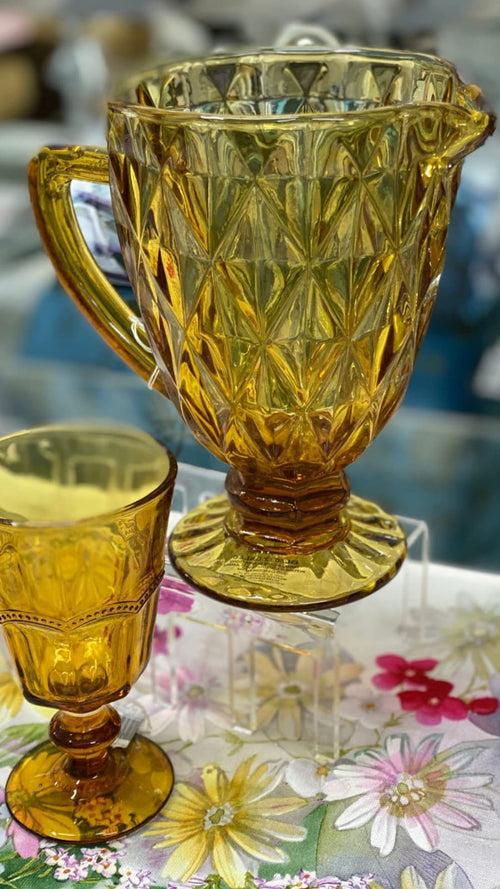 Set 6 calici in vetro Preziosa con lavorazione in rilievo decorativa, eleganti per vino e mise en place ricercate