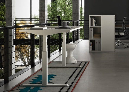 Scrivania elevabile in altezza con manovella per ufficio cm. 120/140x80x78/123h
