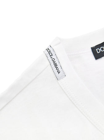 Dolce &amp; Gabbana T-shirt Scollo a V in Cotone Bianco da uomo