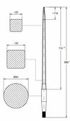 Punta filettata per caricamento frontale ø 42mm lunghezza 980mm