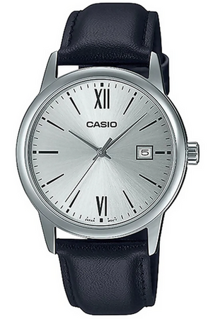 Orologio Casio per uomo, MTP-V002L-7B3, cinturino in pelle nero, movimento al quarzo, impermeabile