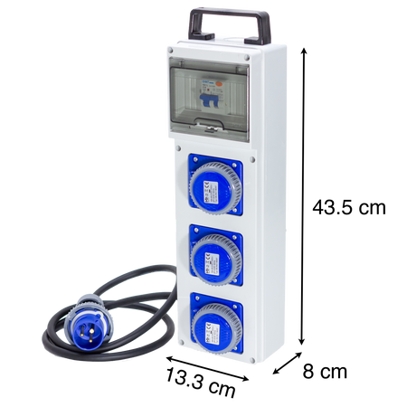 QUADRO ELETTRICO DA CANTIERE ASC 220V MONOFASE CON 3 PRESE IP67 DA 16A - ElettroWatt.eu