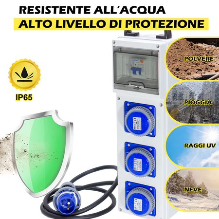 QUADRO ELETTRICO DA CANTIERE ASC 220V MONOFASE CON 3 PRESE IP67 DA 16A - ElettroWatt.eu