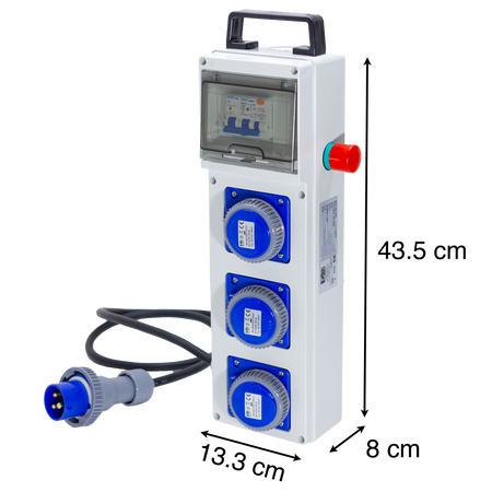 QUADRO ELETTRICO DA CANTIERE ASC 220V MONOFASE CON 3 PRESE IP67 DA 16A + FUNGO DI EMERGENZA - ElettroWatt.eu
