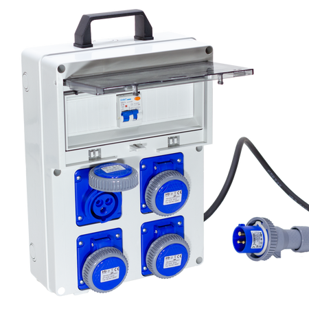 QUADRO ELETTRICO DA CANTIERE ASC 220V MONOFASE CON 4 PRESE IP67 DA 16A - ElettroWatt.eu