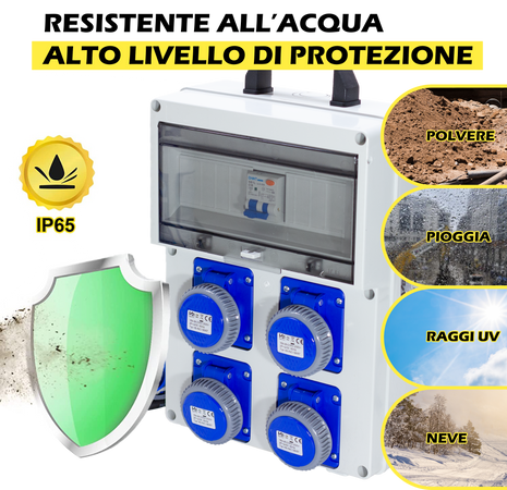 QUADRO ELETTRICO DA CANTIERE ASC 220V MONOFASE CON 4 PRESE IP67 DA 16A - ElettroWatt.eu