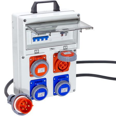 QUADRO ELETTRICO DA CANTIERE ASC 380V CON 2 PRESE 220V e 2 PRESE TRIFASE + FUNGO DI EMERGENZA - ElettroWatt.eu