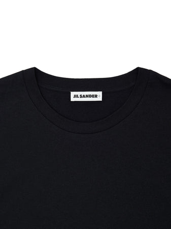 JIL SANDER T-Shirt Nera Maniche Lunghe con Logo Ricamo Jil Sander da uomo
