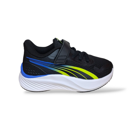 Puma Pounce Lite Sneakers Bambino Nero Giallo Blu – Leggere con Velcro | Taglie 20-35