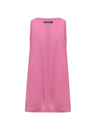 Tom Ford Top smanicato in seta rosa da donna