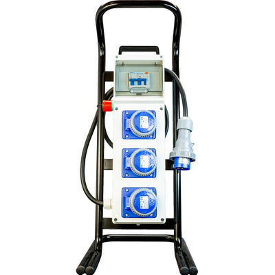 QUADRO TERMOP.  3 PRESE 2P+T 16A 230V IP67 + PULSANTE D'EMERGENZA + CAVALLETTO ACCIAIO - Elettrowatt