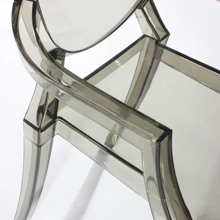 Poltrona in policarbonato trasparente ghost "Cannes" impilabile da interno ed esterno Fumè