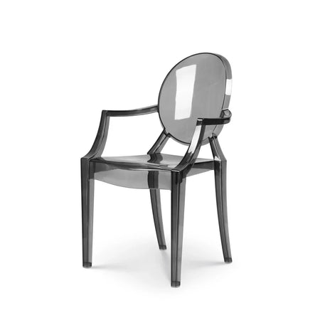 Poltrona in policarbonato trasparente ghost "Cannes" impilabile da interno ed esterno Fumè