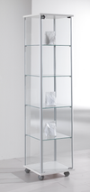 Vetrina espositiva su ruote con piani interni regolabili in altezza cm. 43x43x180h