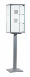 Vetrina per esposizione in vetro con piantana verticale in metallo verniciato cm. 45x45x195h