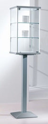 Vetrina per esposizione in vetro con piantana verticale in metallo verniciato cm. 45x45x195h