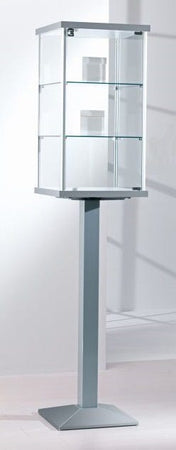 Vetrina per esposizione in vetro con piantana verticale in metallo verniciato cm. 45x45x195h