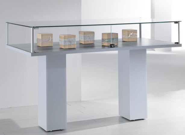 Vetrina con piantana silver per negozio abbigliamento cm. 117x51x104h