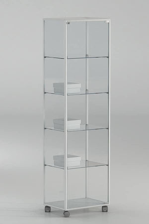 Vetrina espositiva su ruote per gioielleria con piani regolabili cm. 51x37x180h