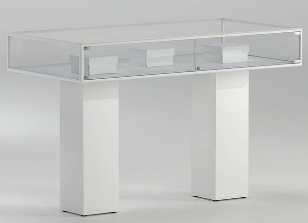 Vetrina espositiva per museo con piantane in legno cm. 160x80x103h