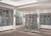Vetrina espositiva per museo con piantane in legno cm. 160x80x103h