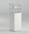 Vetrina espositiva su base bianca con piano regolabile cm. 45x45x135h