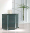 Vetrina espositiva angolare con profili esterni in alluminio cm. 73x73x92h