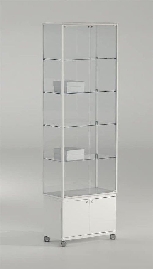 Vetrina espositiva da negozio con mobiletto e quattro piani cm. 71x37x217h