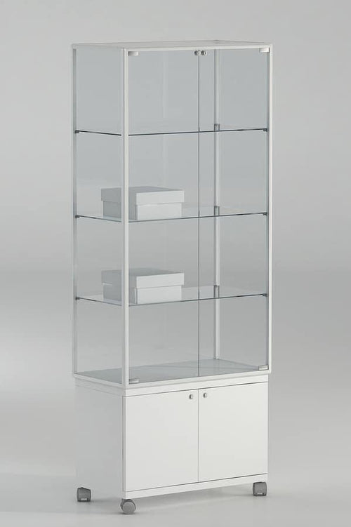 Vetrina espositiva su ruote con mobiletto per esposizione cm. 71x37x180h
