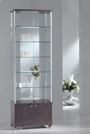 Vetrina esposizione con mobile in legno verniciato di vari colori e piani interni regolabili cm. 73x39x220h