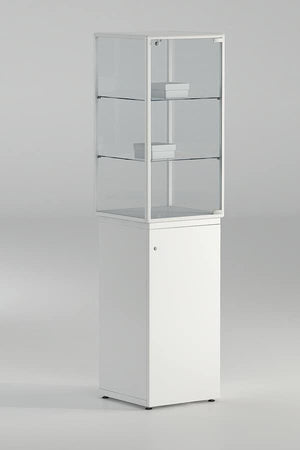 Vetrina da esposizione negozio con mobile e piani regolabili cm. 45x45x175h