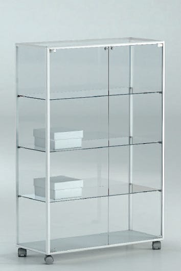 Vetrina alta su ruote con piani regolabili per esposizione cm. 91x37x138h