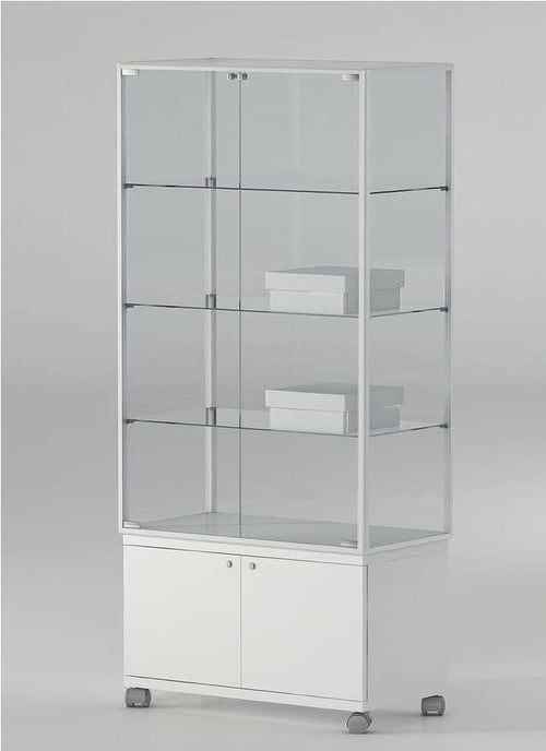 Vetrina su ruote con mobiletto per esposizione negozi cm. 91x37x180h