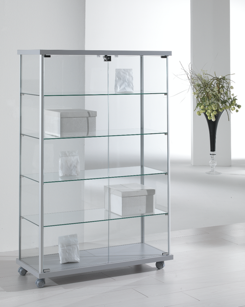 Vetrina espositiva con tre piani interni e doppia anta battente cm. 93x39x141h