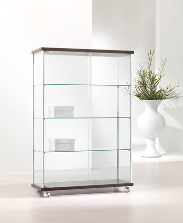 Vetrina espositiva con tre piani interni e doppia anta battente cm. 93x39x141h