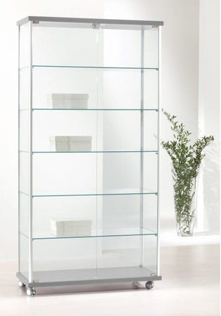 Vetrina per esposizione con ante battenti e piani interni in vetro cm. 93x39x183h