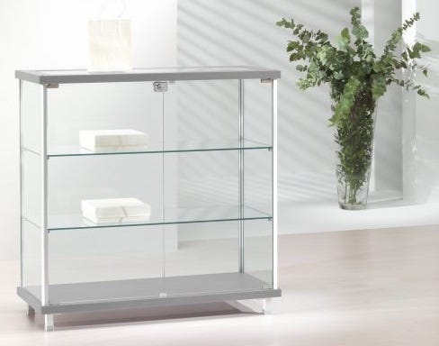 Vetrina vetrinetta espositiva con piani in vetro regolabili in altezza cm. 93x39x92h