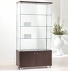 Vetrina espositiva per negozio con ruote e mobile basso in legno cm. 93x39x183h