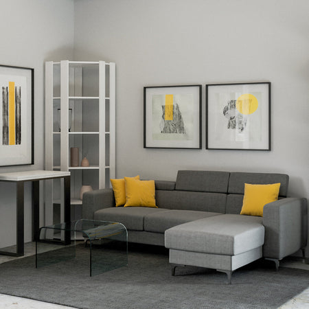 Libreria "Napoli" angolare, in legno, con ripiani, per arredamento camere ed interni