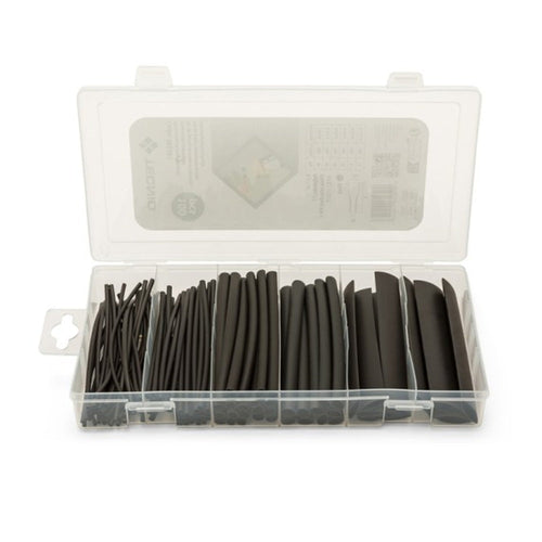 Kit di 100 guaine termorestrigenti. 6 misure assortite. Nero