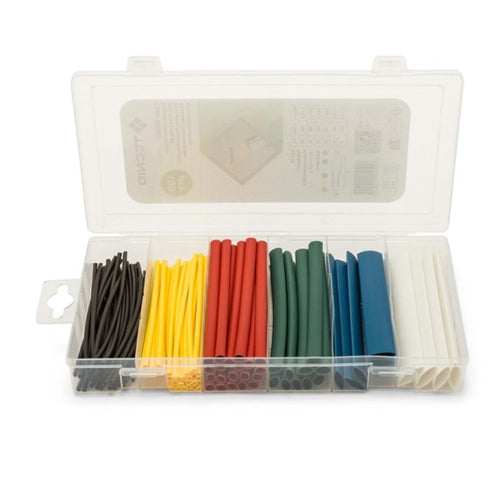 Kit di 100 guaine termorestrigenti. 6 misure assortite. 6 colori assortiti.
