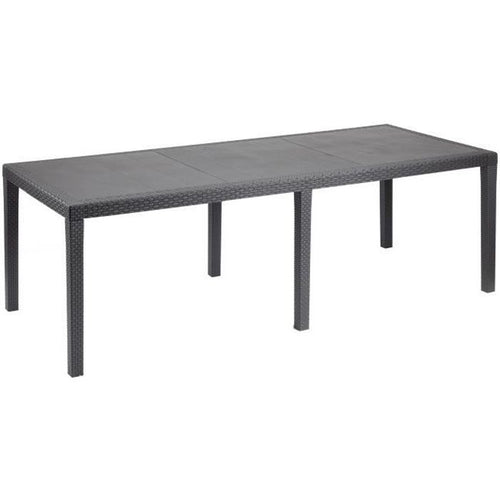 Tavolo da pranzo da esterno Queen con effetto rattan - Antracite - 220 x 90 x 72 cm