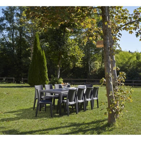 Tavolo da pranzo da esterno Queen con effetto rattan - Antracite - 220 x 90 x 72 cm