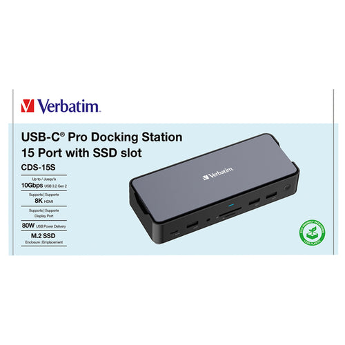 Verbatim Usb-C Pro Docking Station 15 Port With Ssd Slot Cds-15S