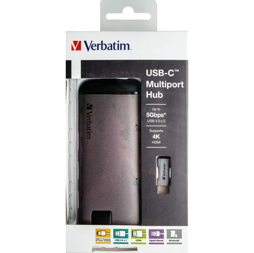 Verbatim Usb-C Adapter Usb 3.1 G1 / Usb 3.0 X 3 / Hdmi / Sdhc / Micro Sdhc / R